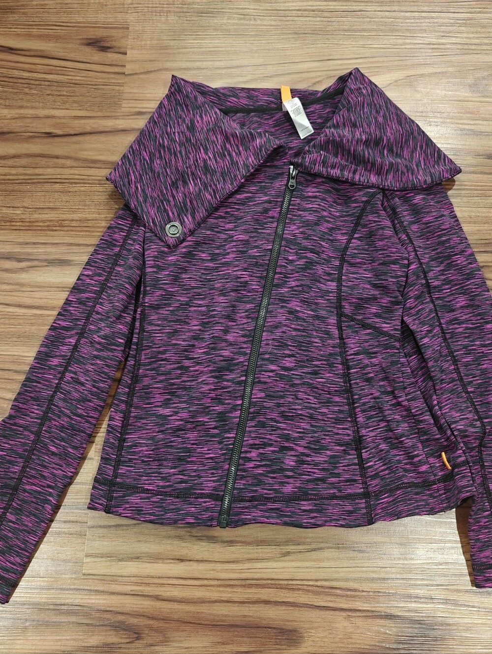 Lucy Purple Space-Dye Asymmetrical Zip Utility Jacket